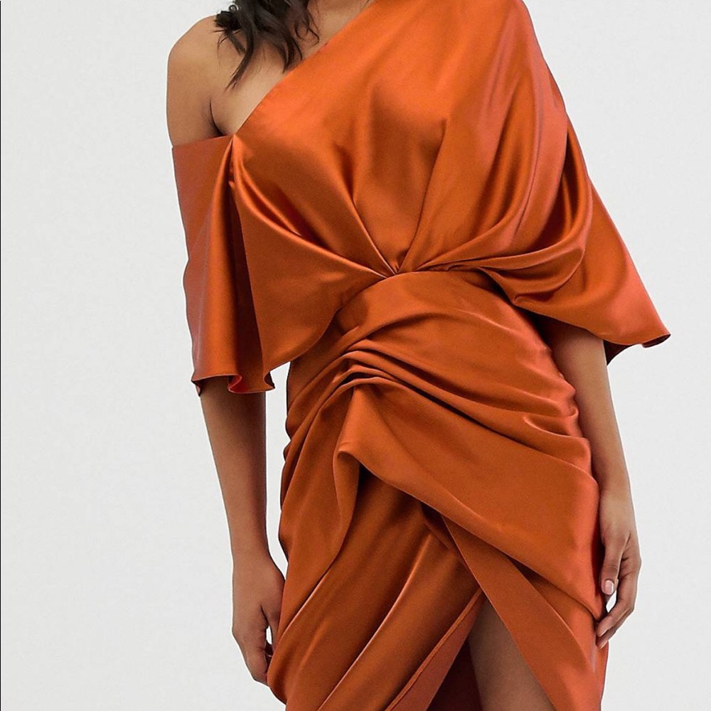 Burnt Orange satin dress NWT ASOS